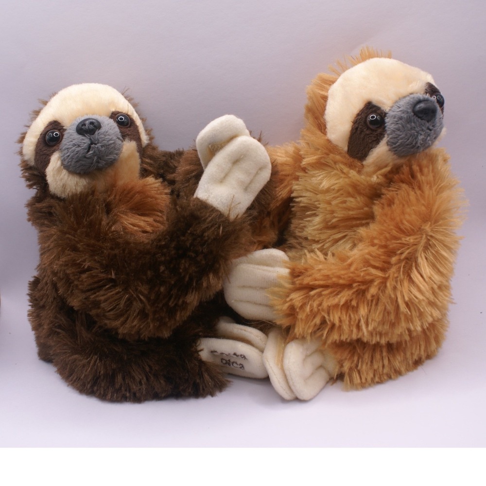 Aurora Sloths Plush Set Costa Rica Souvenir Brown Tan Stuffed Animals 7 inch